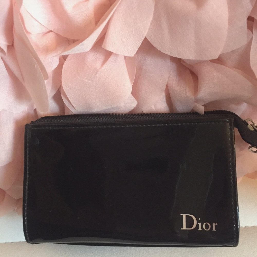Dior Small Black Patent Cosmetic Bag